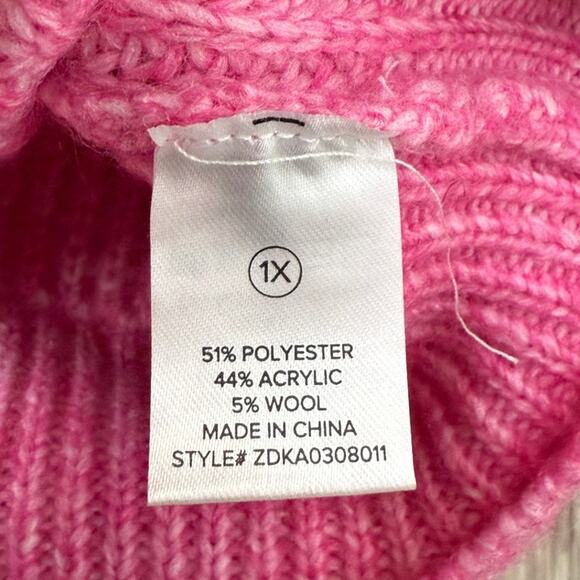 Fashion Nova NWT Clover Pink Chunky Knit Turtleneck Sweater Women’s 1X - Picture 8 of 12